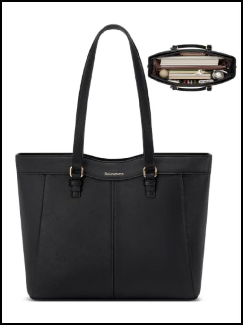 Large Tote Bag for Women Waterproof PU Leather Fits 14 inch Laptop Work Purse